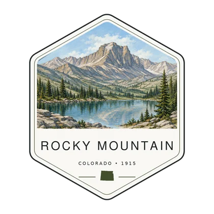 Rocky Mountain first-visit badge, National Parks Hub