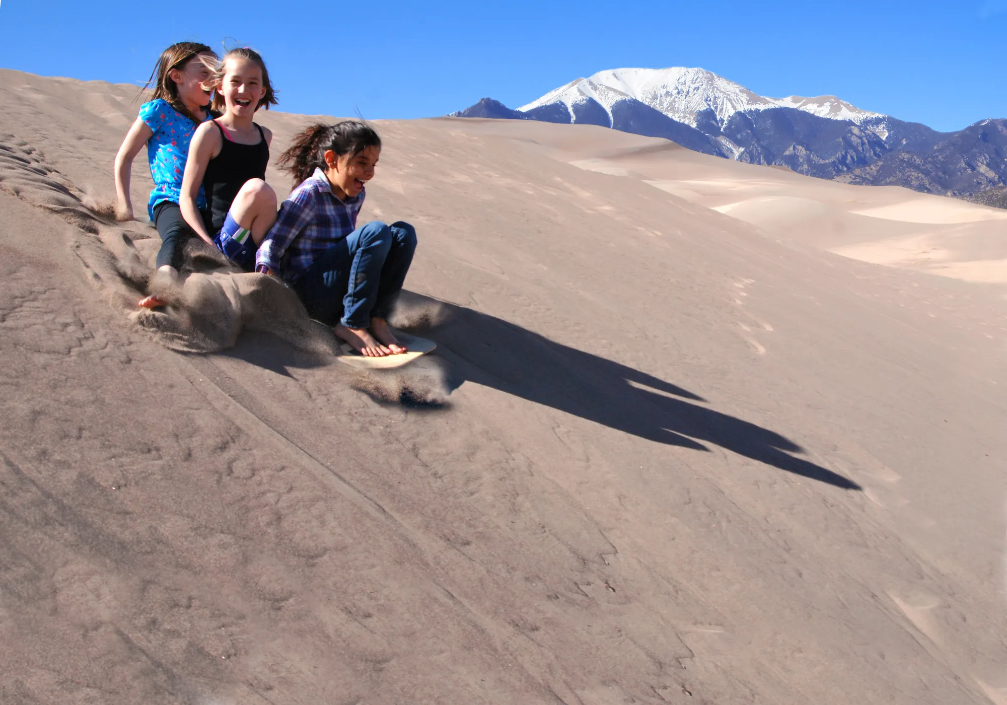 Dunefield at sunset for sandboarding at Great Sand Dunes National Park