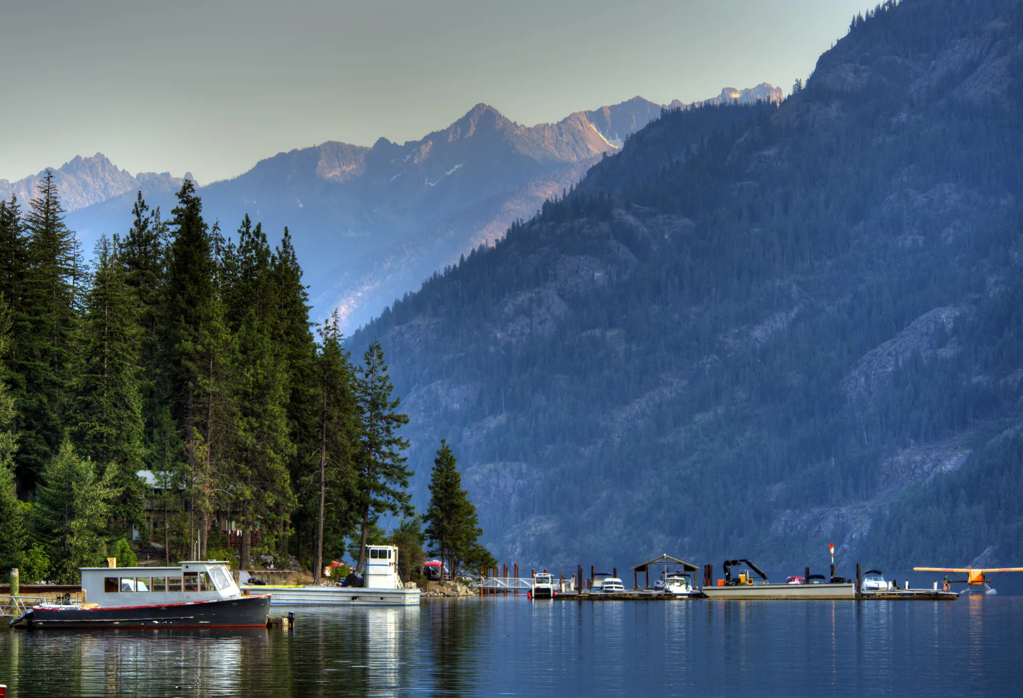 Mountain landscape showing glacial features in North Cascades National Park, Washington